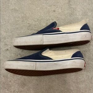 Vans Blue and White Slip-On Loafers